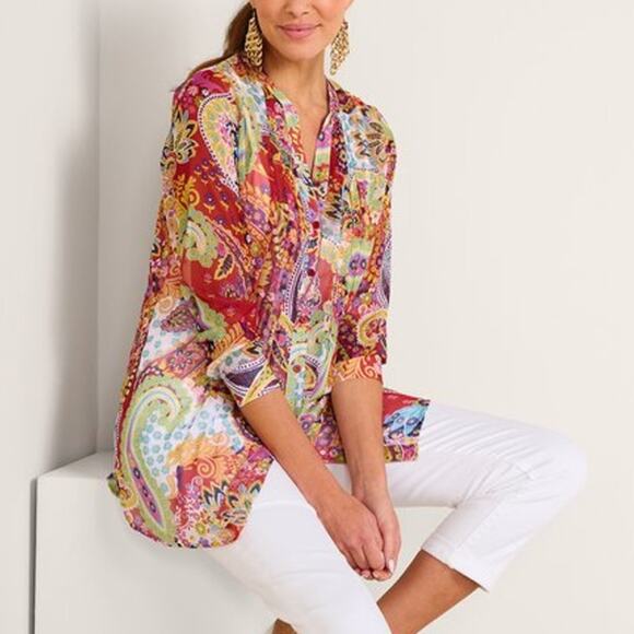 Soft Surroundings Paisley Park Tunic NWOT Size Medium Petite - Picture 3 of 11